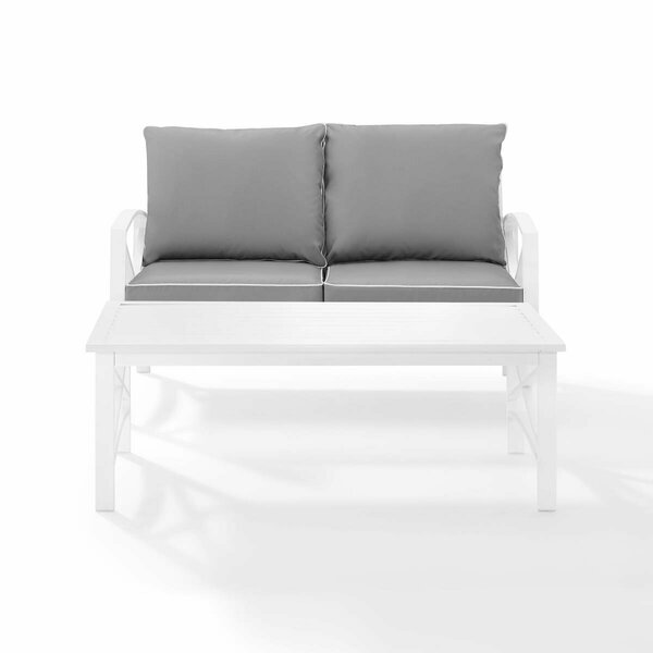 Crosley Furniture Kaplan 2-Piece Outdoor Seating Set in White with Gray Cushions KO60010WH-GY